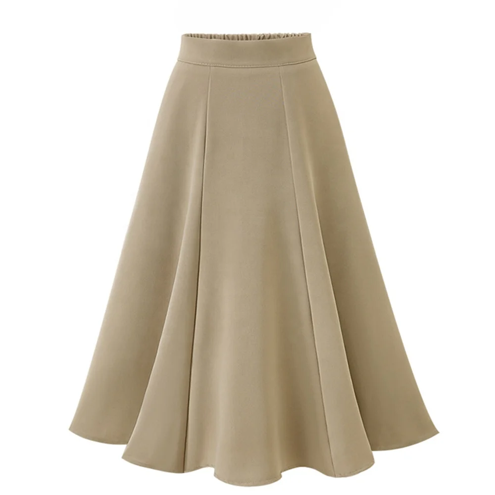 womens clothing manufacturers solid versatile pleated skirts women high waist long ladies skirt