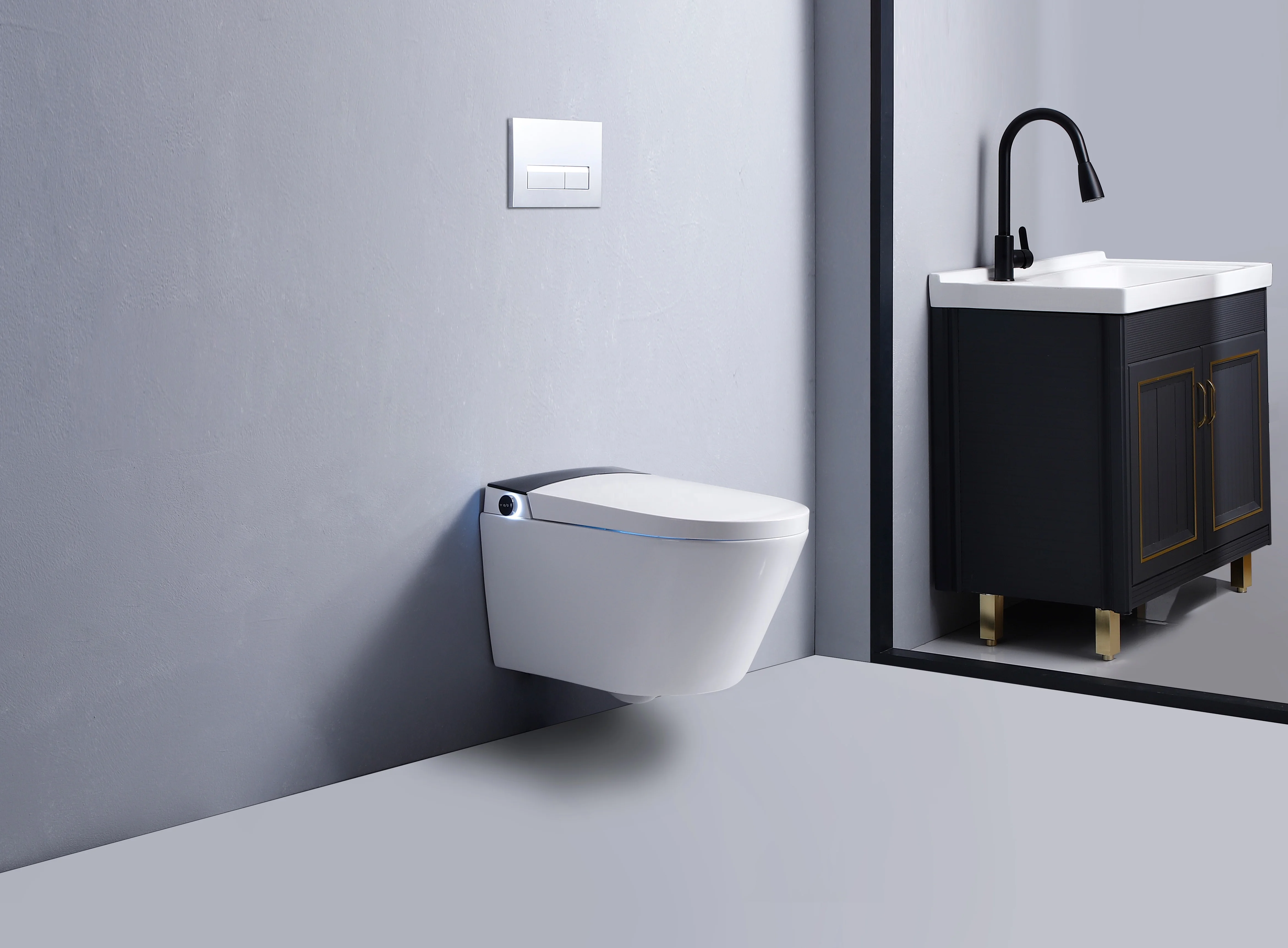 Auto CE watermark Rohs Wholesale bathroom white ceramic wc smart rimless wall hung toilet with bidet