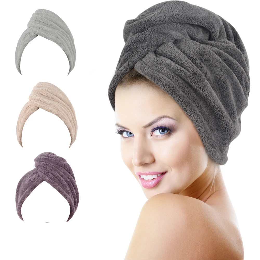 Custom Personalized SPA Women's Super Absorbent Quick Dry Soft Magic Turban Towel With Buttons Twist Wrap Microfiber Hair Towel