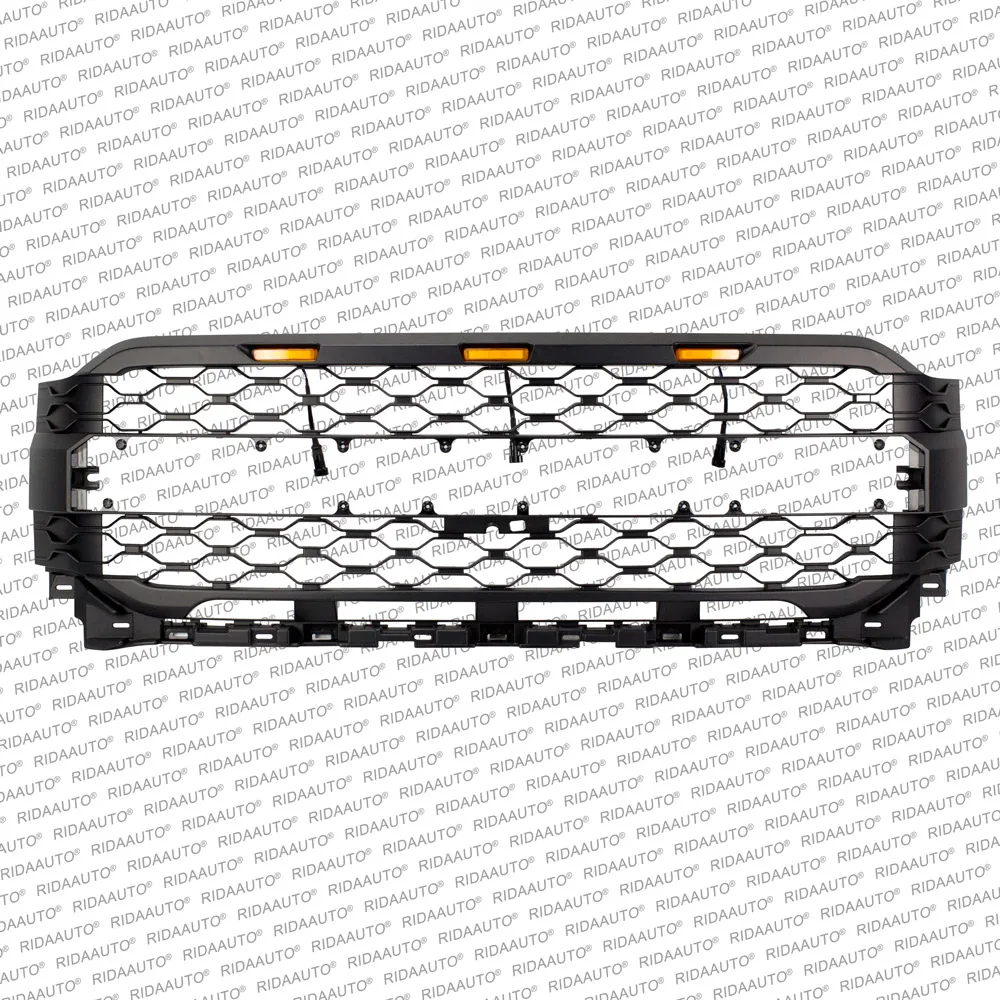 Custom RAPTOR Front Grill For 2021-2022 F150  Matte Black Aftermarket Grille with Logo Letters Amber Lights