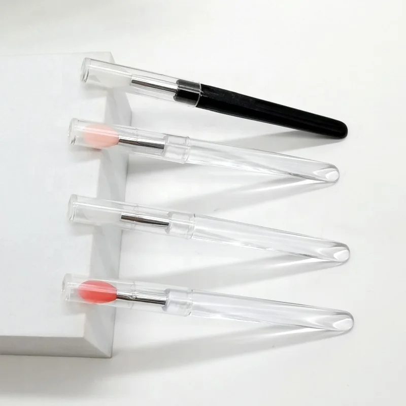 Portable Reusable Silicone Lip Brush Small with Dustproof Cover Lip Cream Lip Mask Lipstick Eyeshadow Applicator