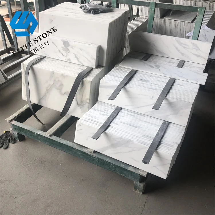 High end white marble Calacatta white marble tile