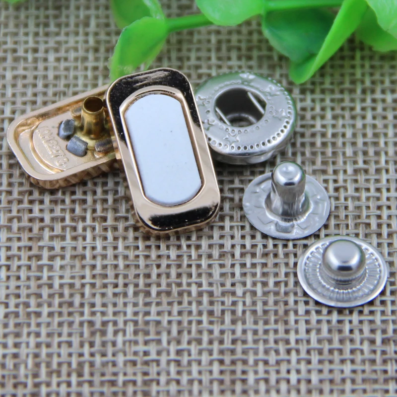 Custom new design rectangle metal alloy snap button press for jacket