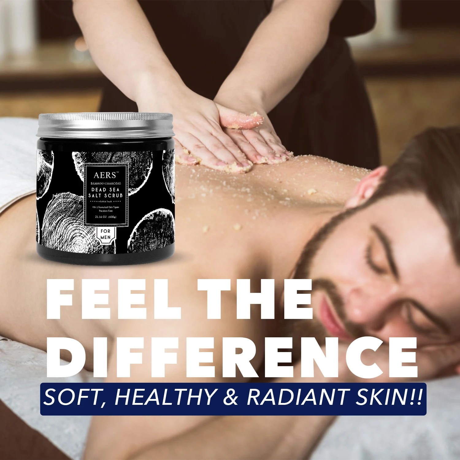 Customizable Dead Sea Salt Scrub 600g - Black Theme, Professional Design Services, MOQ 1000