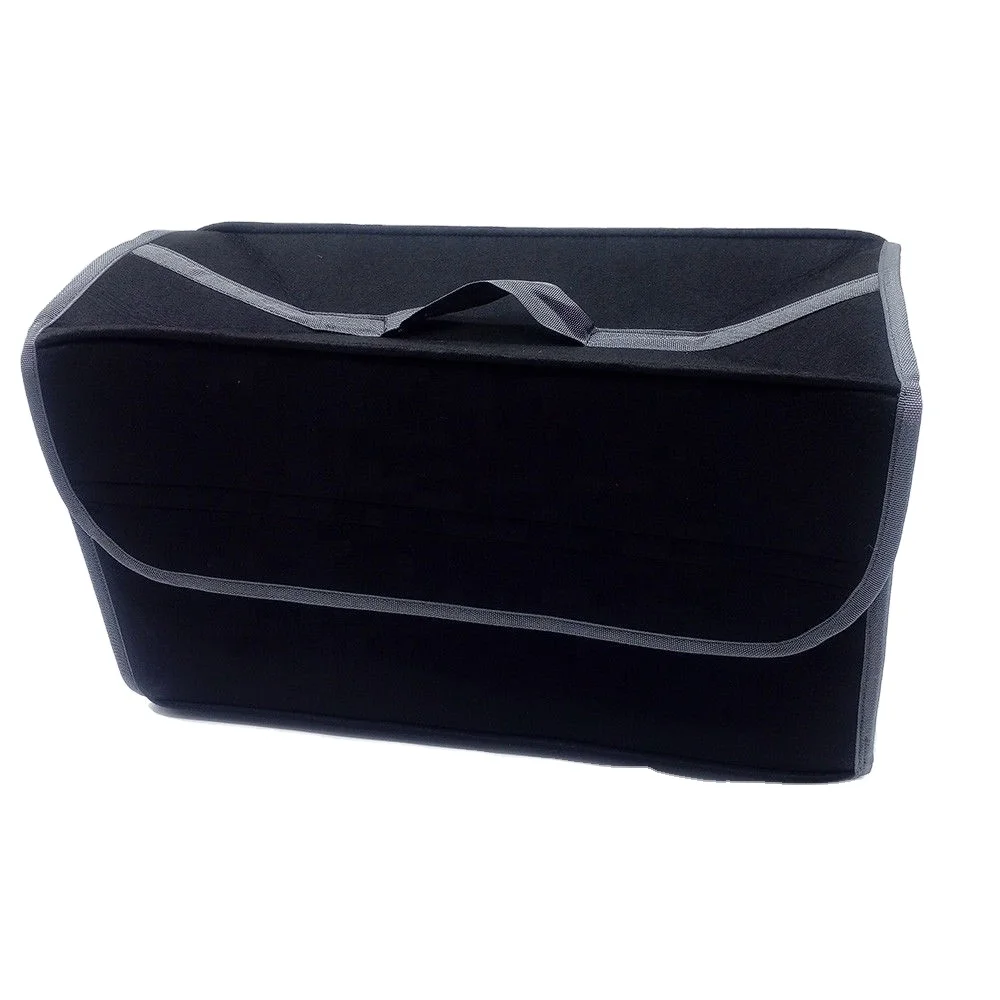 Dark Gray Felt Soft Car Trunk Organizer Storage Bag Large Box For SUV Back Rear