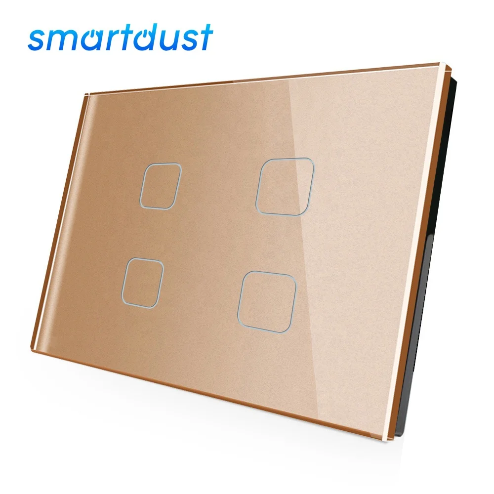 Good Quality Wifi Wall Smart Switch UK Africa Full Tempered Glass Panel Smart Switch WIFI 4Gang  CE Certified