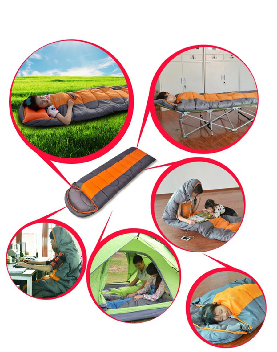 Lightweight 4-Season Outdoor Travel Hiking Camping Envelope Sleeping Bag Single Polyester Adults Children Summer Camping Bed