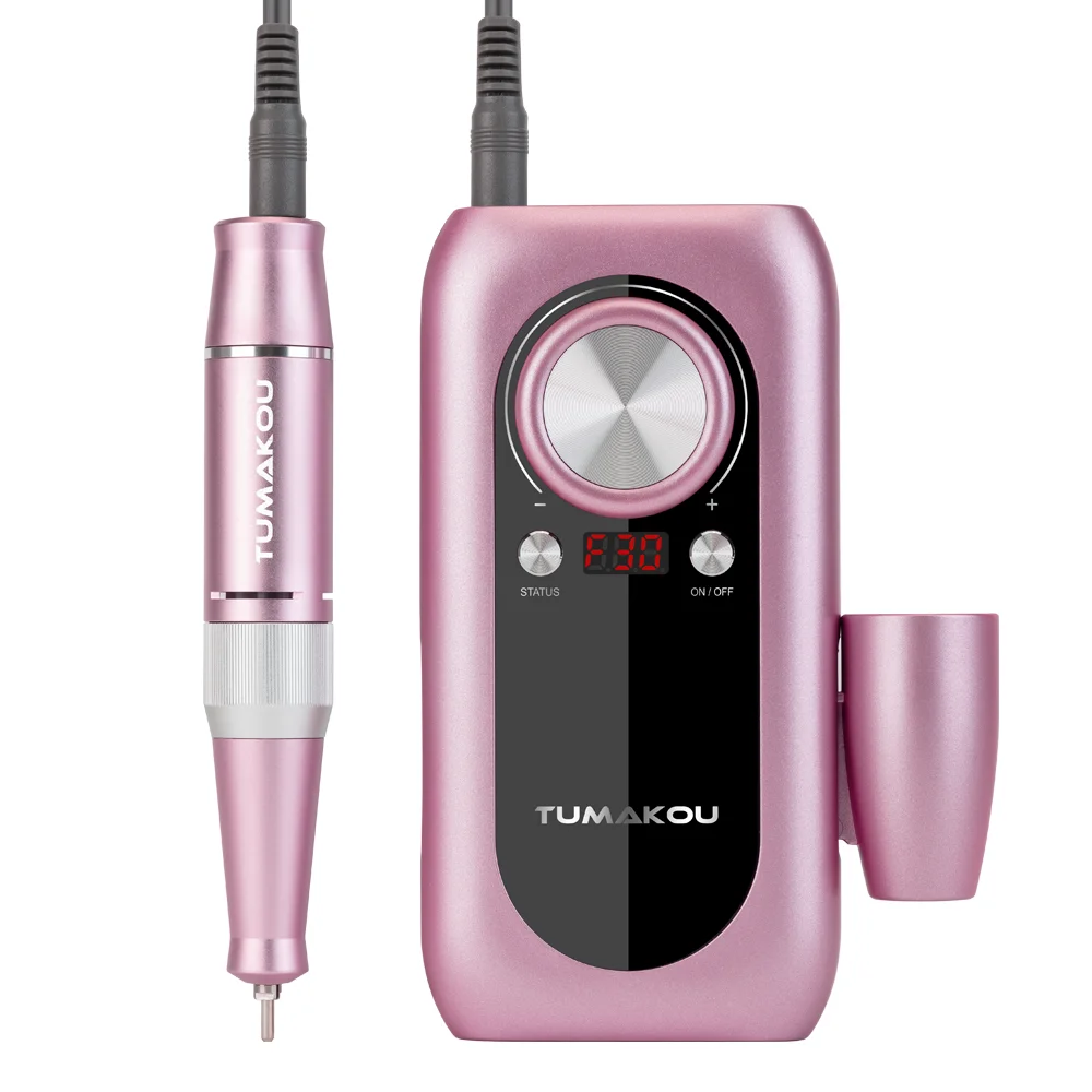 Профессиональная электрическая дрель для ногтей TUMAKOU, пилка для ногтей для маникюра с 6 фрезами для ногтей, низкий уровень шума, вибрация