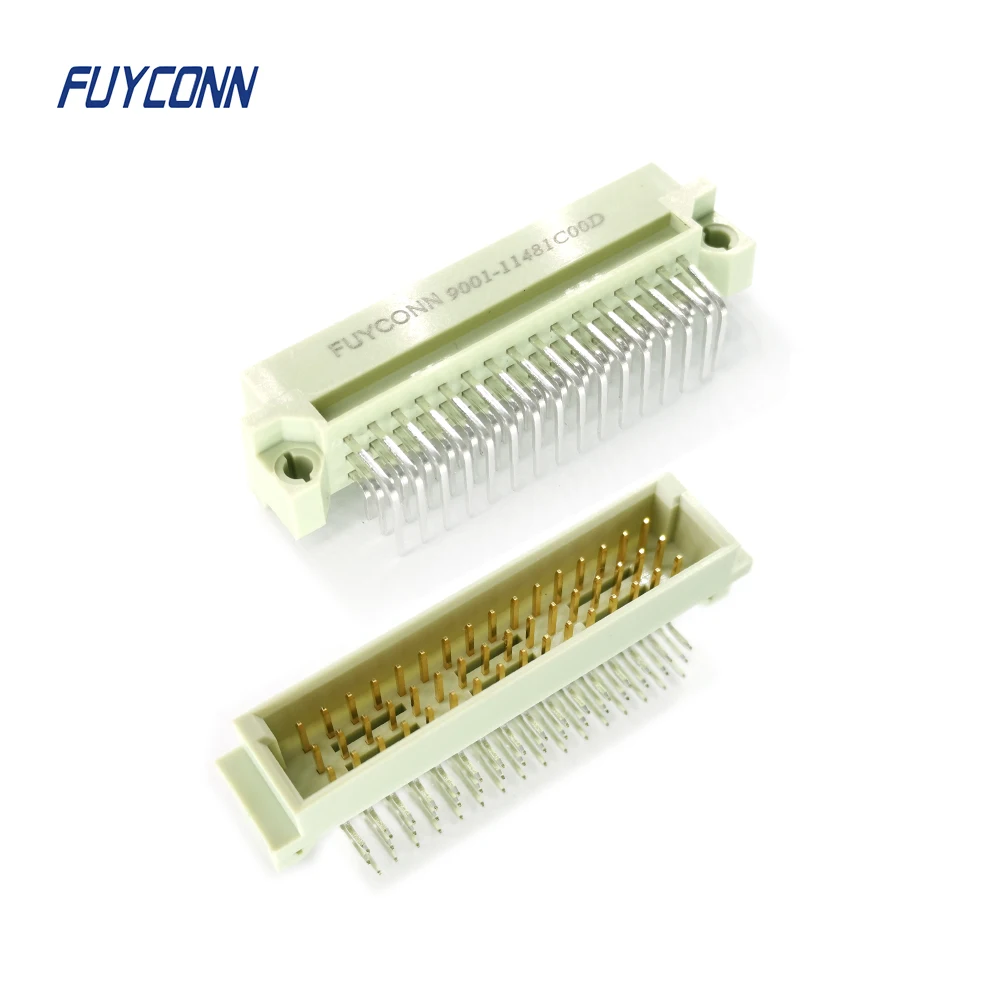 3*16 32 48 pin Male Euro connector with 2.54mm or 5.08mm pitch, B Type 3 rows 16P 32P 48P Right Angle PCB DIN41612 Connector