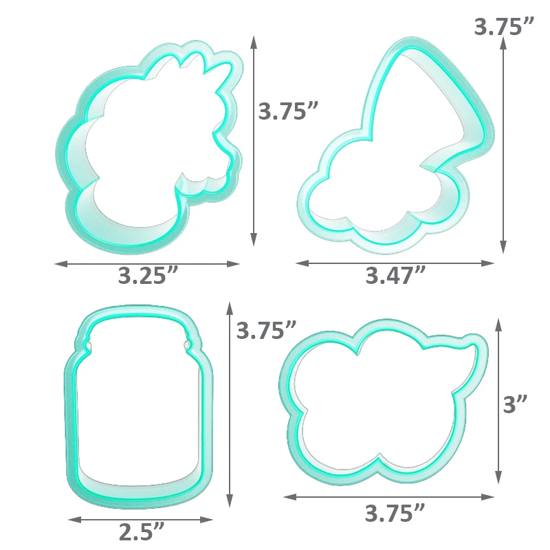 Sweet Sugarbelle Unicorn Rainbow Biscuit Fondant Dough Cutter Mold And Cookie Cutter Stencil Template Set For Royal Icing