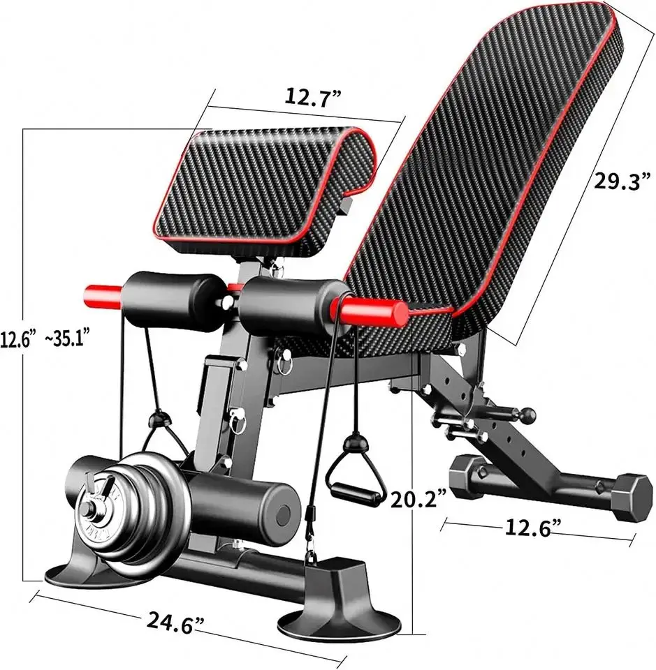 Folding Dumbbell Bench Height Adjustable Incline Exercise Bench, Multi-Functional Home Gym Strength Training Fitness Workout St