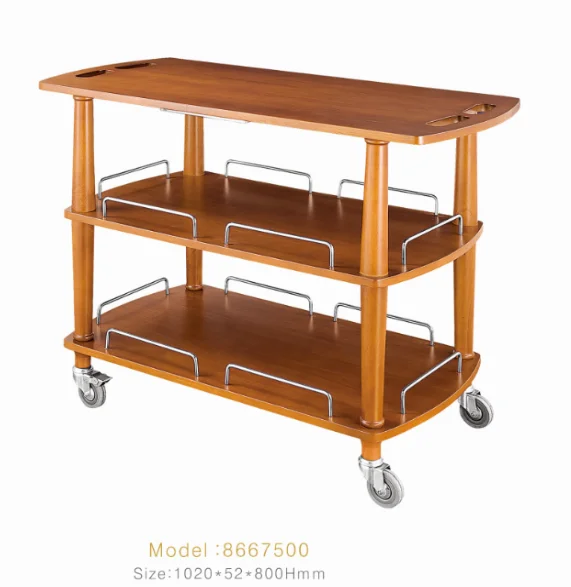 Hotel Restaurant Wooden Food Cart Service Trolley