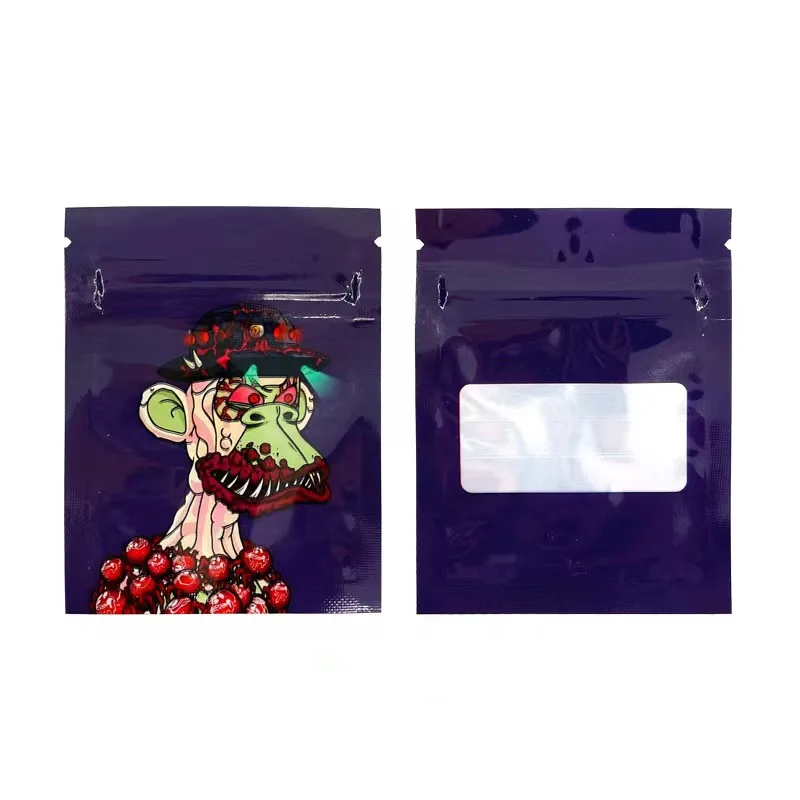 Ready to ship holographic customized childproof 7 gram 1 pound gallon matte black mylar bags 5x7 with clear window