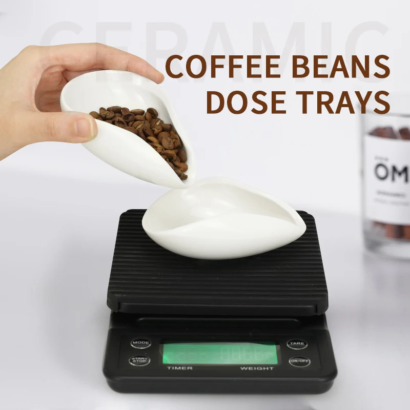 Espresso Barista Tools Beans Dish Tea Plate Dosing Scoop Ceramic Measuring Cup Accessories Coffee Bean Dosing Tray