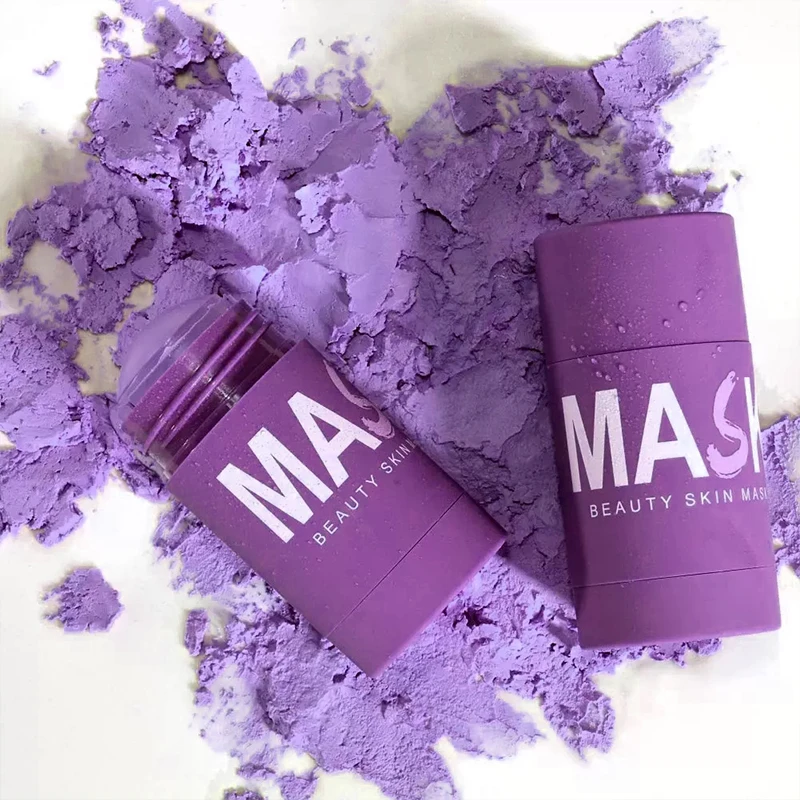 2021 New Oem Odm Custom Pink Rose /Eggplant/Green Tea Purifying Clay Mask Stick Cherry Facial Skin Care Super Matcha Clay Mask