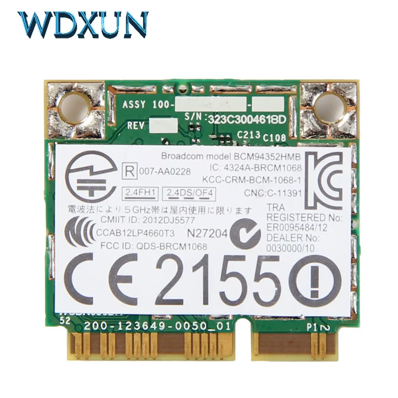 NEW AzureWave for Broadcom BCM94352HMB BCM94352 802.11/ac 867Mbps wifi Half Mini PCI-E DW1550 Wireless Card with BT 4.0