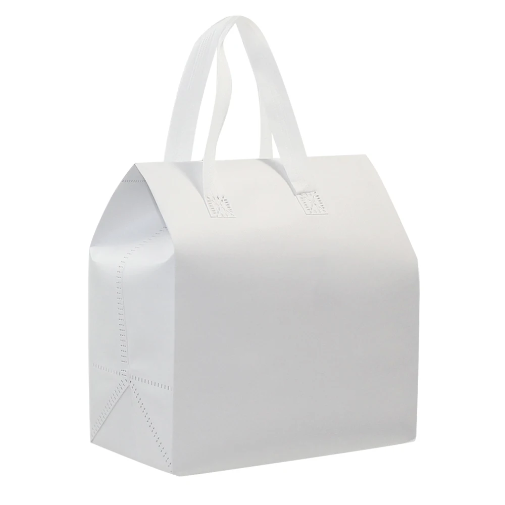 Wholesale Dessert Beverage Restaurant Takeout Waterproof Non-Woven White Sold Cooler Bag With Handle