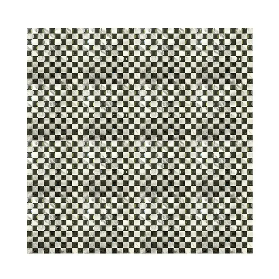 Glass Mosaic square 3d metal & green glass mosaic