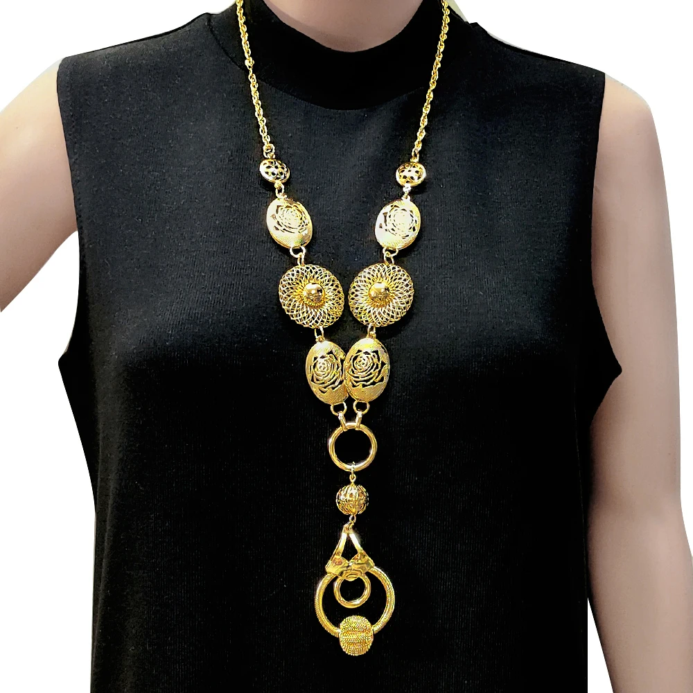 GDJWRI N83 long luxury long necklaces for women GDJWRI body jewelry wedding gold body chain brass