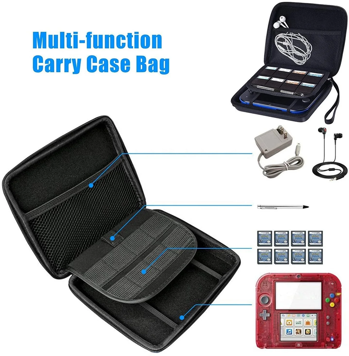 Portable Custom Travel Hard Video Game EVA Case for Nintendo Switch 2DS 3DS Console Games Carrying Pouch