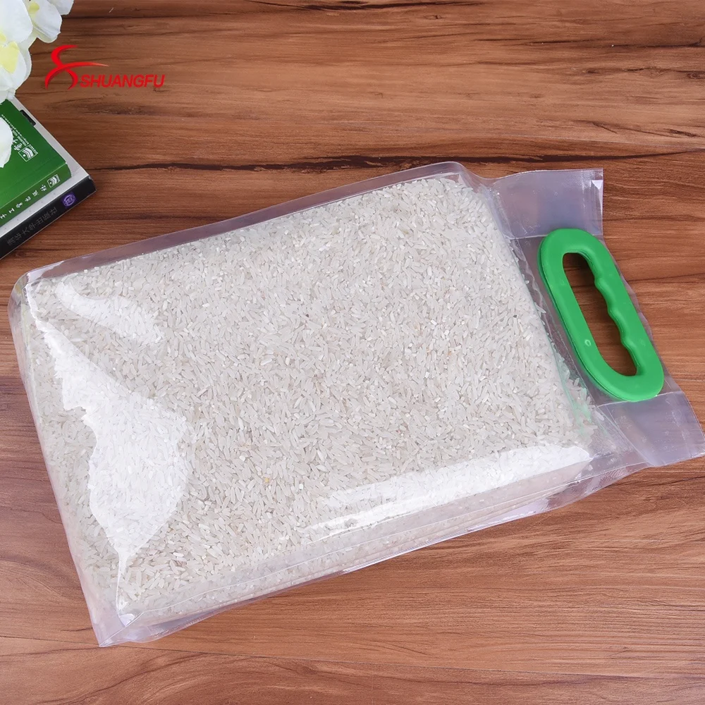 High quality custom printed bag of vacuum rices plastic bag food packaging with handle hole