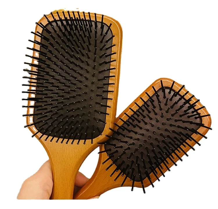 SAIYII Customized Logo Professional Wood Paddle Hair Brush Comb Wooden Hair Brushes For Extension