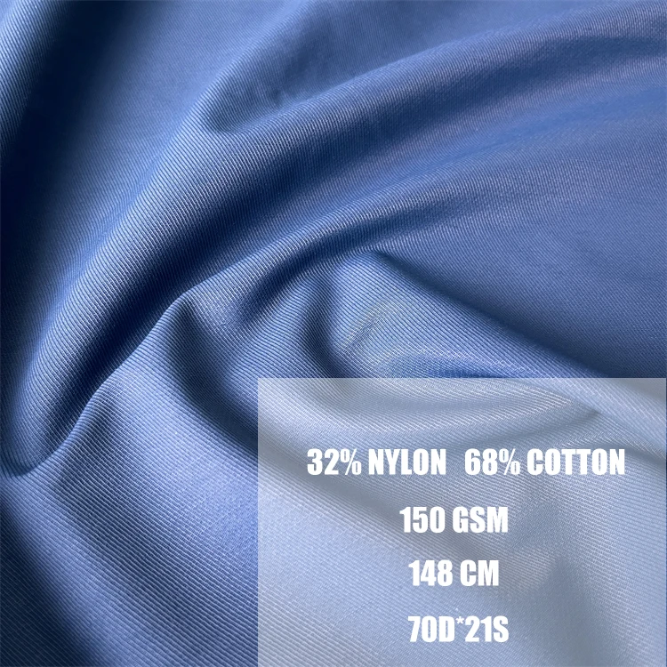 Slub 150 gsm woven 32% nylon 68% cotton blend fabric for causal pants