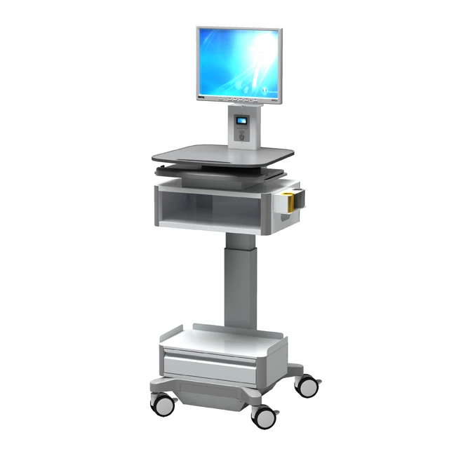 Mobile Workstation laptop Trolley Hospital Medical Information Computer Cart with Drawer