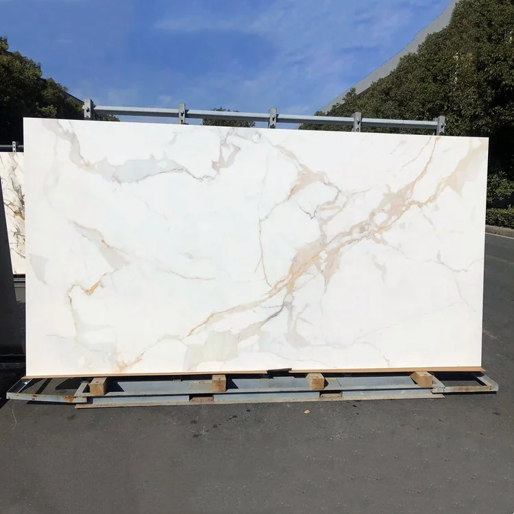 White Calacatta Glazed Marble Big Slabs Sintered Stone for Table Wall Countertop