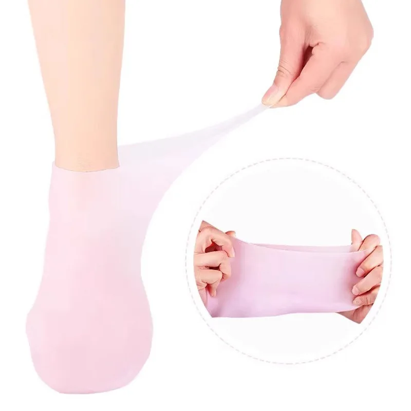 Women Foot Spa Pedicure Silicone Socks Silicone Pedicure Socks Waterproof Foot Care Moisturizing Socks with Stepping Stone