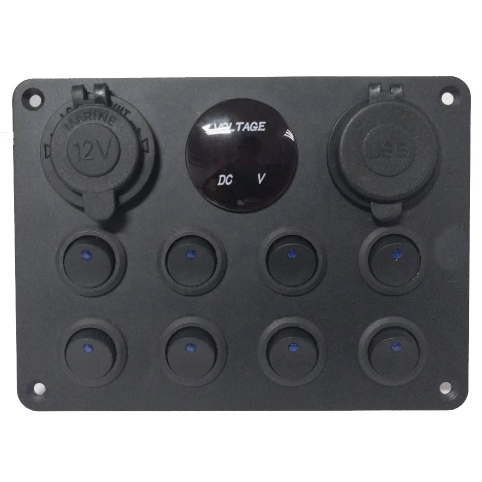Eight  round small switch +4.2A double usb single aperture +button voltmeter +12V with lamp holder boat car charger panel switch