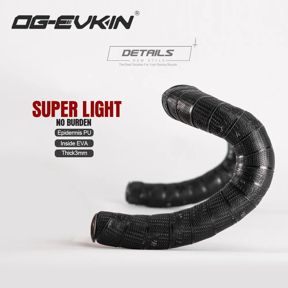 og-evkin BT001 Black Bicycle Handlebar Tape Road Bike Bar Tape PU Breathable Soft Wrap Strap Belt Cycling Accessories
