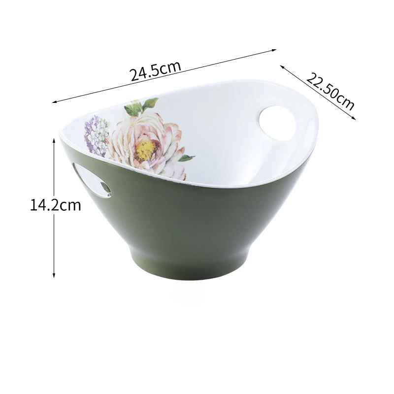 Wholesale anti-drop salad bowl fruit blue drain basket Melamine European Fruit Plate