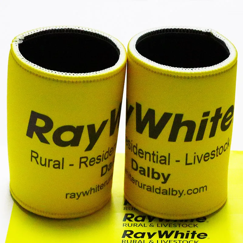 Custom Designs Fast Delivery Stubby Holders Insulating Yellow Color Neoprene Can Cooler Fits Standard 375ml Cans
