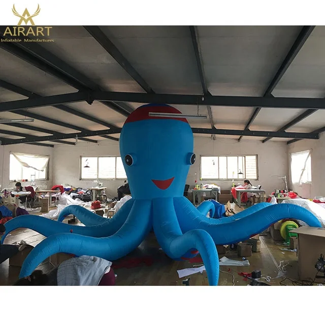 Cartoon style blue inflatable octopus for advertising inflatable