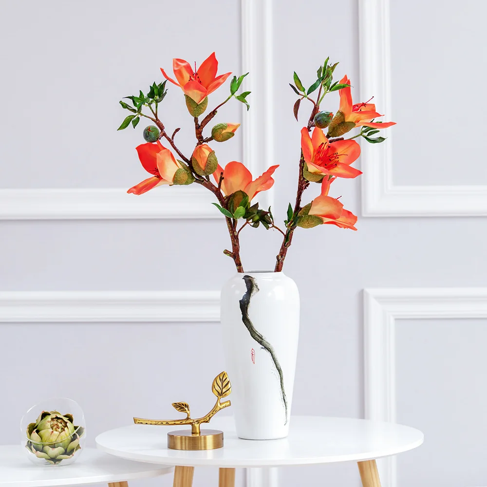 Decoration Artificial Kapok Flower Branch High quality real touch Ornamental magnolia flower