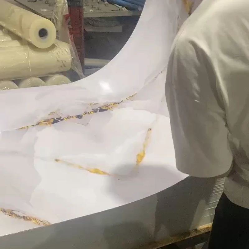 Flexible SPC Stone Plastic Composite Marble Wall Panel UV Coating PVC Marble Sheet