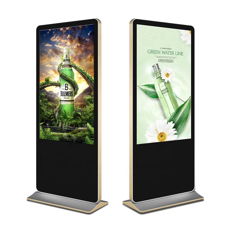 55 дюймовый комнатный напольная подставка Digital Signage мобильных стоя дисплея рекламы LCD автономный Золотой табло для Египта