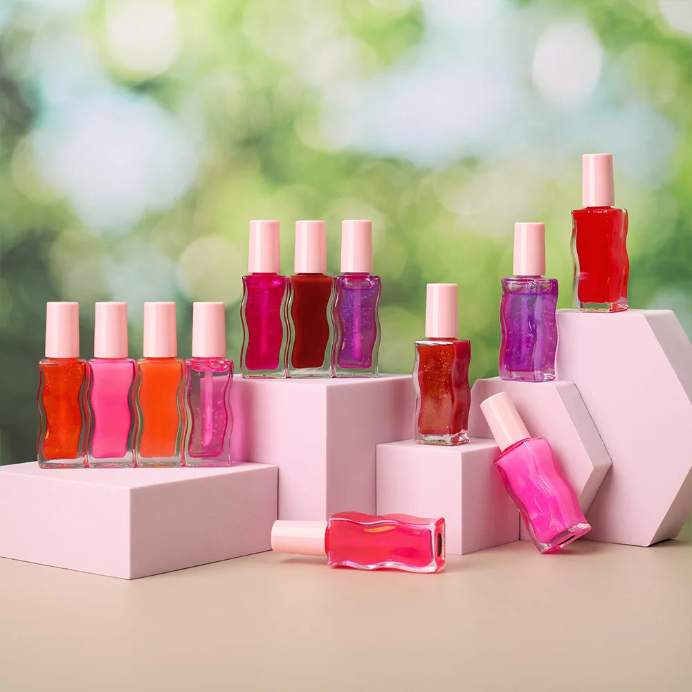 Private Label Glass Bottle Color-awakening Vitamin E Lip Glow Plumper Oil Organic Lip Care Gloss Oil Moisture Water Lip Gloss
