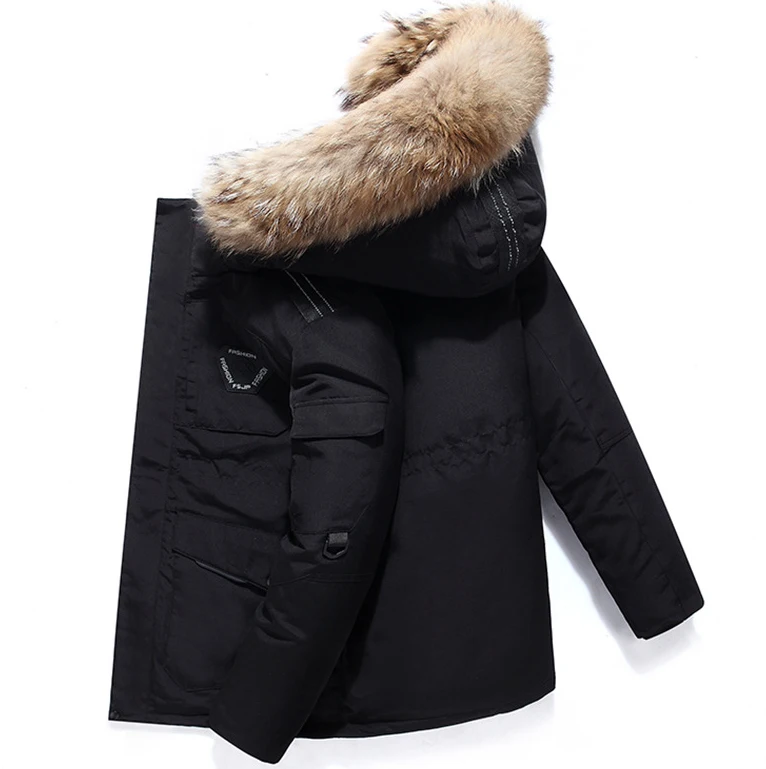 JY034 2021 Winter Black Hooded Parka Puffer Down Windproof Super Warm men Jacket mens long puffer coats