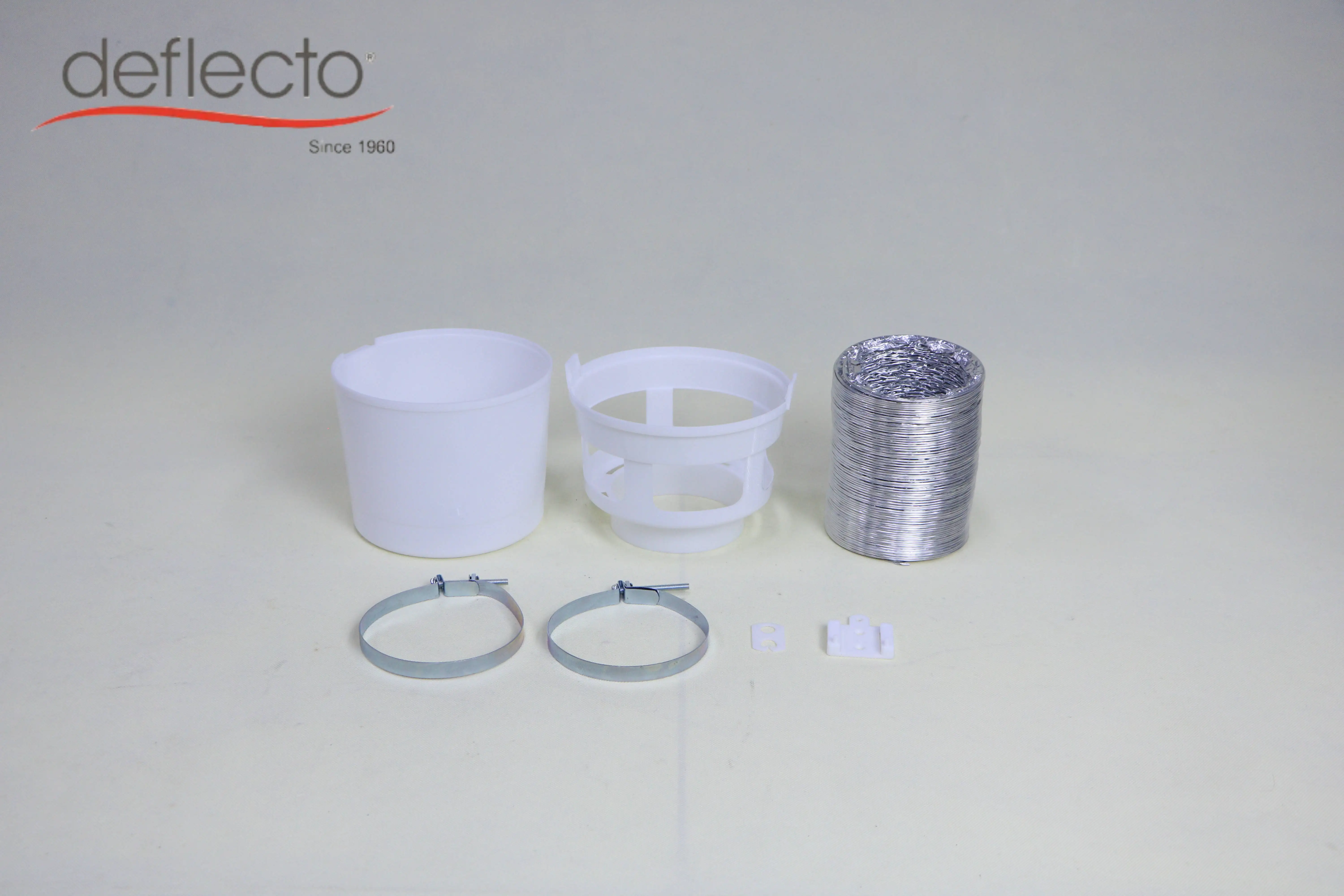 Indoor Dryer Vent Kit 4 Inch Flexible Air Duct White Lint Trap Bucket 4' Hose Clip