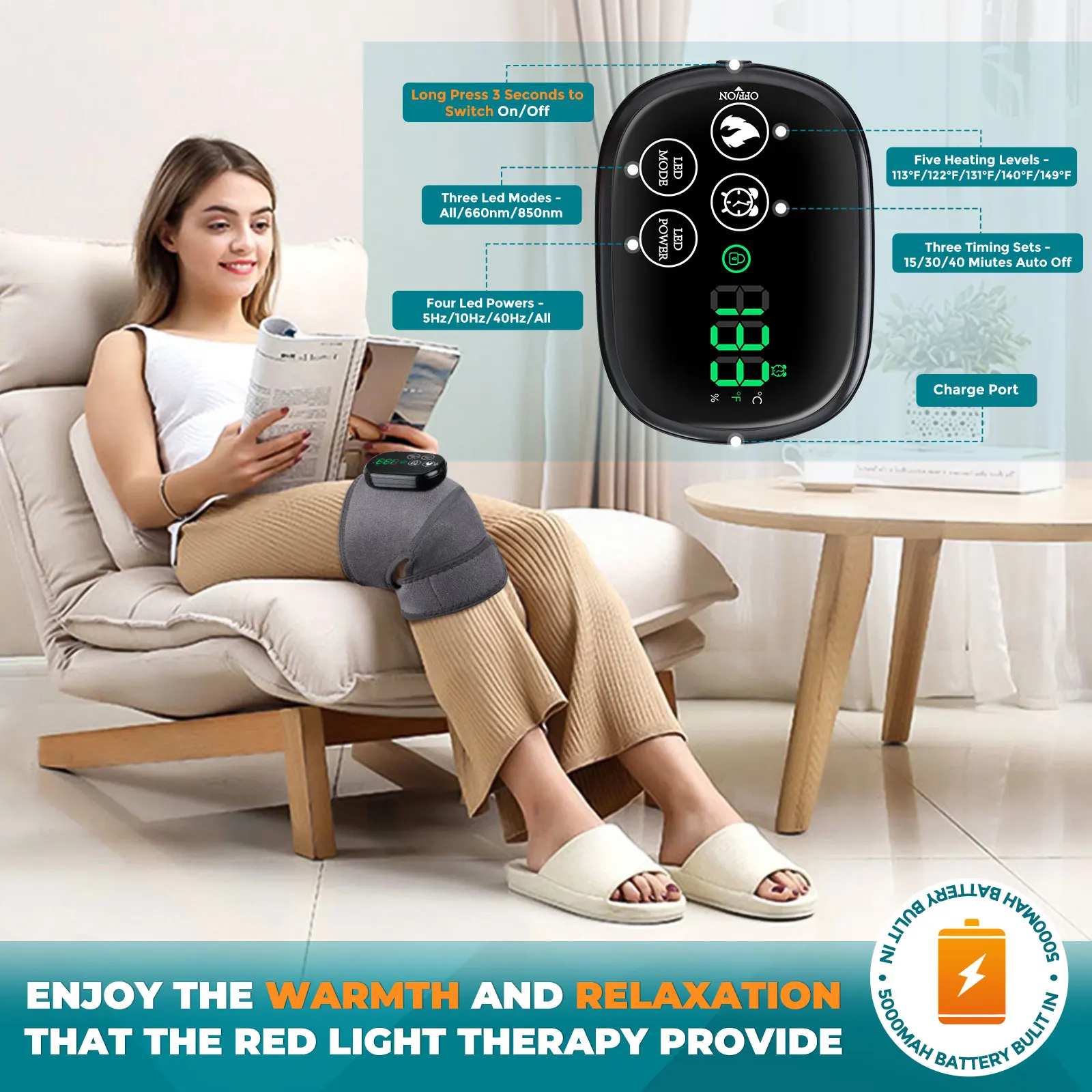 Manufacturer Cordless 660nm 850nm Infrared Red Light Therapy Heating Knee Massager for Joint Elbow Shoulder Pads Pain Relief