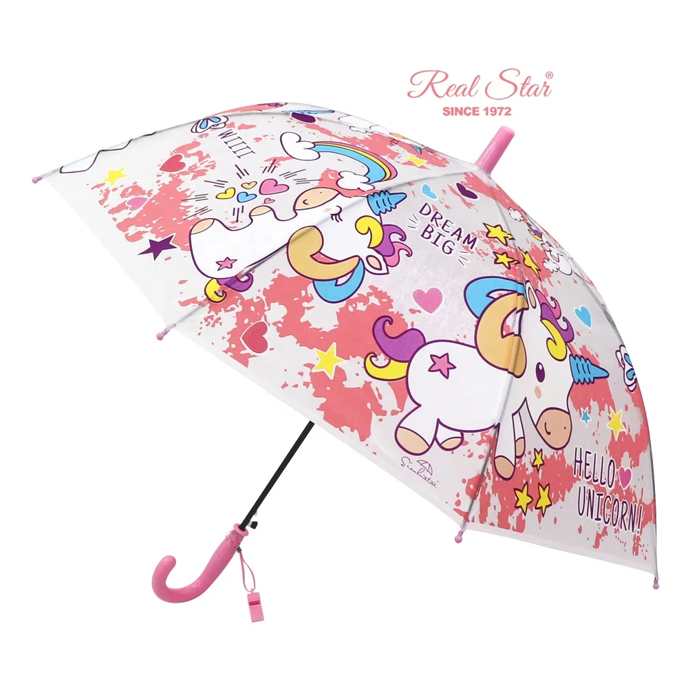 RST cartoon unicorn printed colorful small children umbrellas for school students half-auto kids umbrellas for christmas gifts