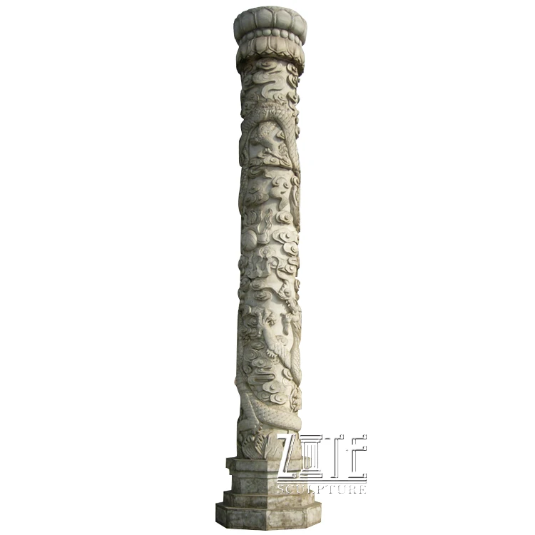 Carved Stone Roman Columns Marble China Dragon Pillar