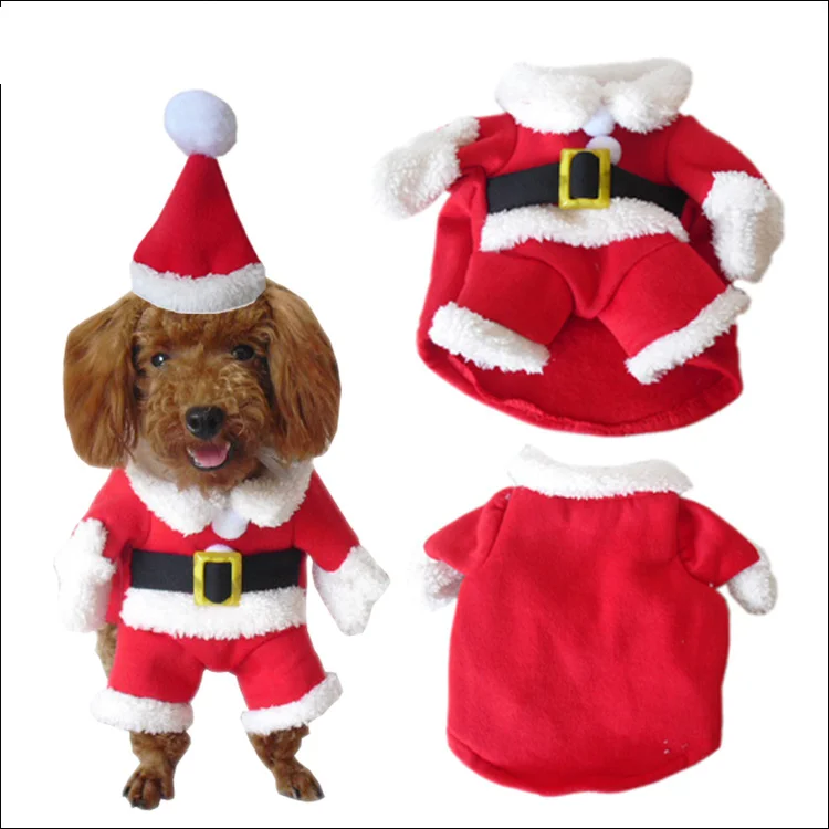 Pet Christmas Accessories Pet Clothes Wholesale Autumn and Winter Cat Clothes Cute Santa Claus Dogs Cats Costume