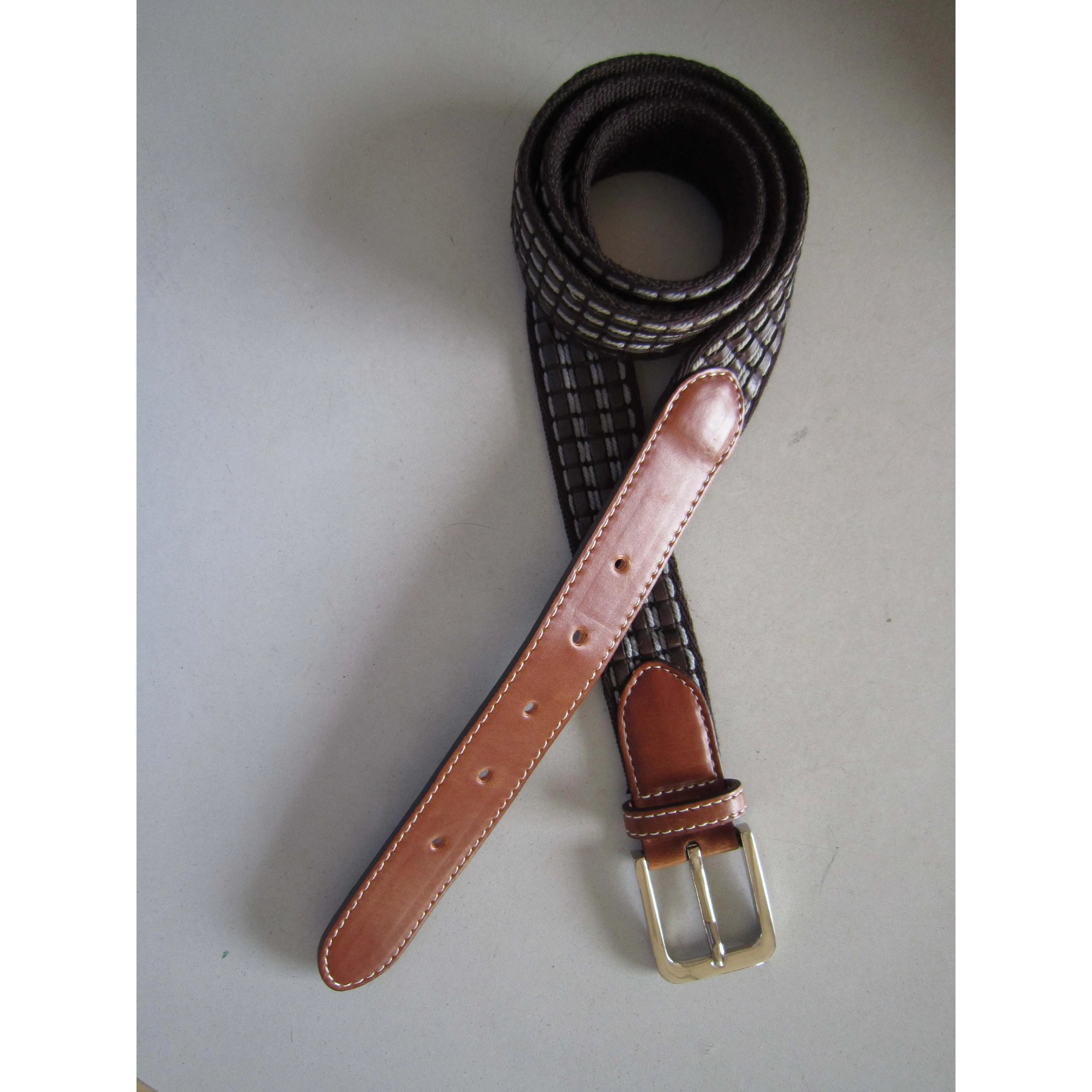 knitted braided elastic leather pu belt satin fabric belt