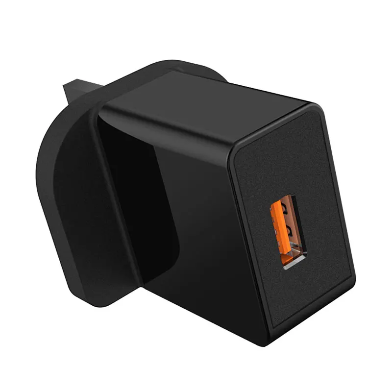 UK Regulations ABS+PC Material ELT Certified QC3.0 18W 9V 2A Fast Charging USB Wall Charger