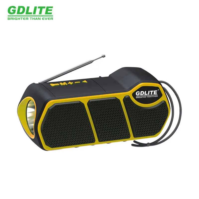 GDLITE portable mini solar music speaker FM radio with torch MP3 playersolar emergency lights popular in Africa