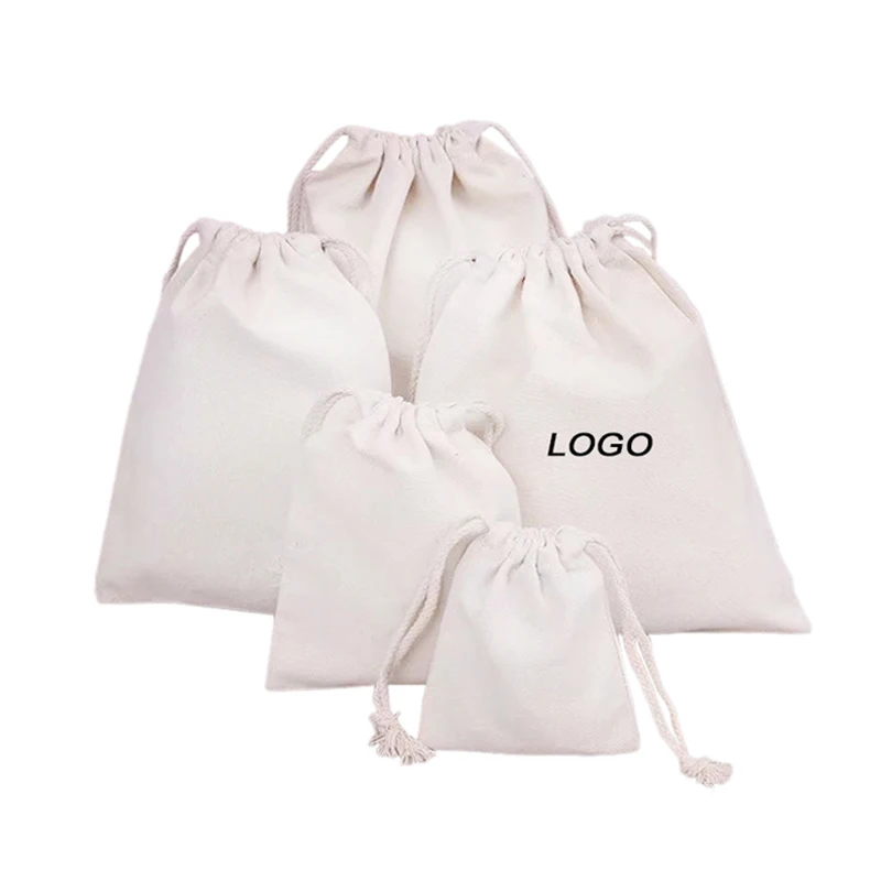 High Quality Natural Soft Cotton Linen Jewelry Packaging Bag with Logo