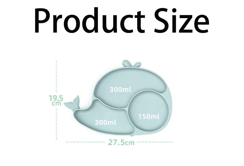 High Quality Whale Shape Silicone Baby Plate with Suction Dishwasher Safe BPA Free Non Slip Divided Toddler Feeding Tray